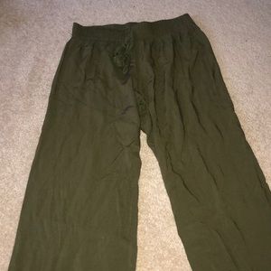 green flowy pants